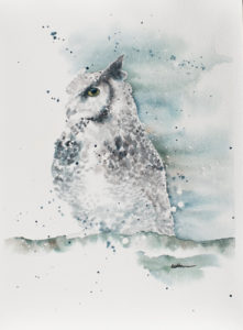 Painting of great horned owl